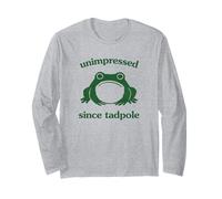 Unimpressed Since Tadpole Funny Frog Silly Graphic Manche Longue