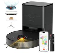 uninell Aspirateur Robot Laveur avec 5000Pa, Robot Silencieux avec 3.5L Vidage Automatique Station, 180Min, Navigation LiDAR & Cartographie, APP/Remote/Voice Contrôle pour Tapis Poils d'animaux