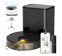uninell Aspirateur Robot Laveur avec 5000Pa, Robot Silencieux avec 3.5L Vidage Automatique Station, 180Min, Navigation LiDAR & Cartographie, APP/Remote/Voice Contrôle pour Tapis Poils d'animaux