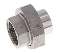 Union Connecteur droit Rp1'' femelle x 33.7mm extrémité à souder Acier inoxydable Joint plat PTFE 150bar (2107.5psi)