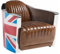 Union Jack Aviator Retro Fauteuil Club Marron Cuir Vintage Fauteuil Meuble Lounge Nouveau