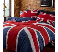 Rock N Roll Funky Parure de lit avec Housse de Couette Motif Drapeau Britannique Bleu/Rouge/Blanc