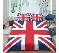 Union jack flag Ensemble De Literie Microfibre 3 Pièces Imprimé en 3D Super Douce British national design Parure de Lit avec Fermeture Éclair Résistante for Chambre à Coucher Single（140x200cm）