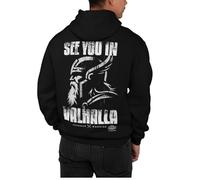 Union Made Raw Denim Sweat à capuche Viking See You in Valhalla Vikings pour homme - Noir, Noir , XL