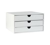 UnionBasic Organiseur de tiroir de bureau en cuir, Meuble de Rangement, Caisse Rangement, Armoire à Dossiers, Magazines, Documents, Fournitures de Bureau, 3 Tiroirs, Blanc