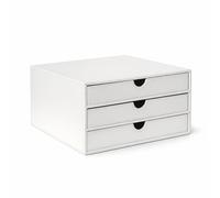 UnionBasic Organiseur de tiroir de bureau en cuir, Meuble de Rangement, Caisse Rangement, Armoire à Dossiers, Magazines, Documents, Fournitures de Bureau, 3 Tiroirs, Blanc