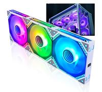 Uniontang Ventilateur de bloc de construction à prisme blanc, 120 mm, ventilateur de refroidissement LED, dissipateur thermique refroidi par air (3 ventilateurs)