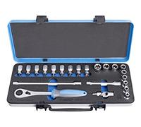 UNIOR 611945 - Juego de 22 vasos TX y accesorios de 1/2" en caja metálica TX 20 a TX 60 y E10 a E24 serie 190BITX 1P22