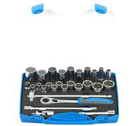 UNIOR 612162 - Juego de 28 vasos y accesorios de 1/2" 6 caras en caja plástico de 10 a 32 mm serie 190BI6P28