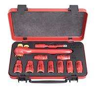 UNIOR 612678 - Juego de 11 vasos y accesorios aislado VDE de 1/2" en caja metálica de 10 a 24 mm serie 190VDE6P11A