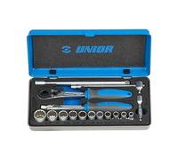 UNIOR 619414 - Juego de 16 llaves de vaso y accesorios de 1/4" en caja metálica de 3/16" a 9/16" serie 188BI12P16INCH