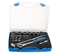 UNIOR 622022 - Juego de 17 vasos de 1/4" 6 caras en caja de plástico de 10 a 32 mm serie 190-6P17