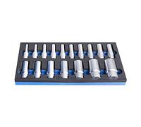 UNIOR 625332 - Juego de 17 vasos largos de 1/2" en bandeja de herramientas SOS série 964/55SOS