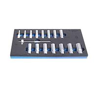 UNIOR 625334 - Juego de 16 vasos largos de 3/8" en bandeja de herramientas SOS série 964/56SOS