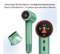 Uniorange H6 Sèche-cheveux haute vitesse à ions plasmas, écran LCD HD, 5 modes intelligents, 1600 W de puissance et 1 milliard d'ions plasmas, moteur haute vitesse 110 000 tr/min, sèche 5 fois plus vi