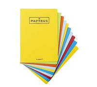 Unipapel 98430699. Lot de 10 cahiers agrafés A5+, 48 feuilles 1 ligne, 90 g, couverture gaufrée, Unipapyrus 13, couleurs assorties aléatoires