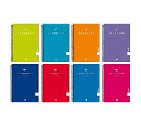 Unipapel 98442197. Lot de 5 cahiers Guerrero 08-Uniclasic, ligne 3,5 mm, couvercles polypropylène, 80 feuilles, format folio, couleurs assorties