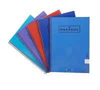 Unipapel 98453099 Lot de 5 cahiers à spirale, taille quatrième, 80 feuilles quadrillées 4 mm, 90 g, couleurs assorties aléatoires, Papyrus 04 - Uniclasic