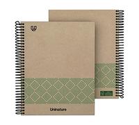 Unipapel Cahier A5 recyclé 100% | 80 feuilles quadrillées 4 x 4 90 g | Couverture rigide | Vert | Uninature Concept | FSC Recycled 100%