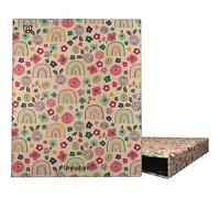 Unipapel - Classeur à anneaux A4 écologique, carton et papier, 100% recyclé, 4 anneaux de 25 mm, forme D, Uninature Design Hawaï, FSC Recycled 100%, parfait pour ranger des documents et des notes