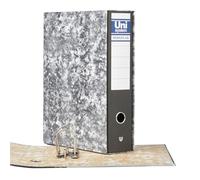 Unipapel Classeur à levier et boîte | Format Folio | Anneaux 65 mm nickelés | Œillet frontal | Coin long | 35 x 29 x 7,5 cm | Carton doublé | marbré | Unisystem Novoclas