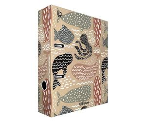 Unipapel - Classeur à levier Kraft A4, recyclé, tranche 65 mm, avec œillet et Rado, Uninature Design baleines, FSC Recycled 100%