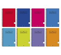 Unipapel - Lot de 10 cahiers Pauta 3,5 mm, taille quatrième, Papyrus 01- Uniclasic, format folio, 80 feuilles, 90 grammes, couleurs assorties aléatoires