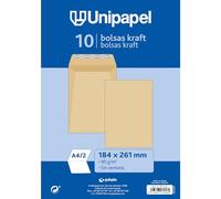 Unipapel Lot de 10 enveloppes en papier kraft 90 g 184 x 261 mm Fermeture droite avec bande adhésive en silicone Autodesk Ouverture supérieure Élégant papier vergé Idéal pour documents de bureau