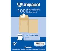 Unipapel Lot de 100 enveloppes en papier kraft 70 g 120 x 170 mm avec bande autocollante en silicone Autodesk Ouverture supérieure Élégant papier vergé Idéal pour documents de bureau