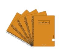 Unipapel Lot de 5 cahiers à couverture rigide orange, 1 ligne, taille 4°, papier 90 grammes, spirale Coil-lock, Papyrus 04 - Uniclassic, parfait matériel scolaire pour l'école, l'école et l'université