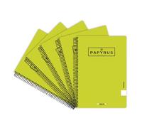 Unipapel Lot de 5 cahiers à couverture rigide verte, 1 ligne, taille 4°, papier 90 g, spirale Coil-lock, Papyrus 04 - Uniclasic, parfait matériel scolaire pour l'école, l'école et l'université