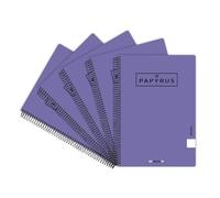 Unipapel Lot de 5 cahiers à couverture rigide violette, quadrillé 4 mm, format 4 °, papier 90 g, spirale Coil-lock, Papyrus 04 - Uniclassic, parfait matériel scolaire pour l'école, l'institut et