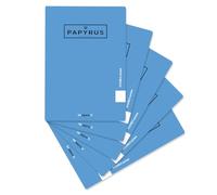 Unipapel Lot de 5 carnets A4 3,5 cm Papyrus 12, bleus, couverture plastique imperméable, système flexible, papier extra blanc Paperclas90g, 48 feuilles, parfait matériel scolaire, certifié FSC