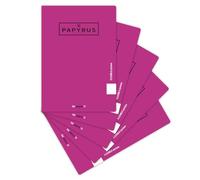 Unipapel Lot de 5 carnets A4 3,5 cm Papyrus 12, fuchsia, couverture plastique imperméable, système flexible, papier extra blanc Paperclas90g, 48 feuilles, parfait matériel scolaire, certifié FSC