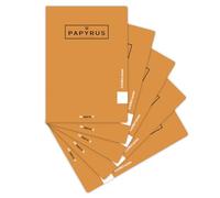 Unipapel Lot de 5 carnets A4 3,5 cm Papyrus 12, orange, couverture plastique imperméable, système flexible, papier extra blanc Paperclas90g, 48 feuilles, parfait matériel scolaire, certifié FSC
