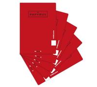 Unipapel Lot de 5 carnets A4 lignées Papyrus 12, rouges, couverture plastique imperméable, système flexible, papier extra blanc Paperclas90g, 48 feuilles, parfait matériel scolaire, certifié FSC