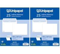 Unipapel Lot de 50 enveloppes en papier 90 g blanches 176 x 231 mm Fermeture droite avec bande adhésive en silicone Autodesk Ouverture facile Certifié FSC Parfait pour les lettres A4 pliées en 2 ou A5
