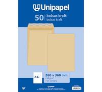 Unipapel Lot de 50 enveloppes en papier kraft 90 g 260 x 360 mm avec bande autocollante en silicone Autodesk Ouverture supérieure Élégant papier vergé Idéal pour documents de bureau