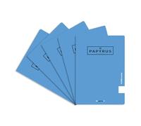 Unipapel Lot de cahiers A5+, lignes, Papyrus 12, bleu, couverture plastique imperméable, système flexible, papier extra blanc Paperclas90g, 48 feuilles, parfait matériel scolaire, certifié FSC
