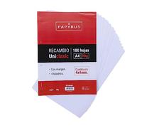 Unipapel Recharge de feuilles quadrillées 4 x 4 mm avec Margen, 90 g, papier, multicolore, A4