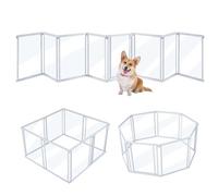 unipaws 4,24 m Extra-Long Barrière de sécurité pour Chien en Acrylique Transparent, barrière de Protection pour cheminée Pliable, Parc enclos Multifonction sans perçage, 8 Panneaux
