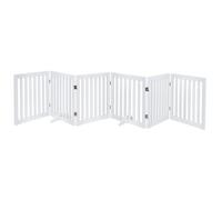 Unipaws Barrière autoportante pour chiens et chats, clôture pliable en bois pour portes d’escalier, barrière extensible pour chiens avec 2 pieds de support