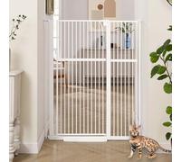 unipaws Barrière de sécurité Animaux de 142H cm, Extra Haute barrière pour Chat, avec Porte, Fermeture Automatique, système de Double Verrouillage, sans perçage, pour Ouvertures de 79 à 105 cm