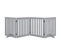 unipaws Barrière pour Chien, Barrière de sécurité barrière modulable Pliable pour Animaux de Compagnie, 61H cm 4 Panneaux, Gris Clair