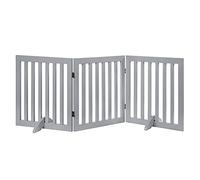 unipaws Barrière pour Chien, Barrière de sécurité barrière modulable Pliable pour Animaux de Compagnie, 61H cm 3 Panneaux, Gris Clair