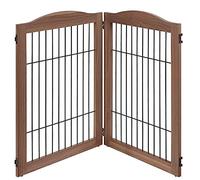 unipaws Barrière pour chien et kit d'extension de 111,8 cm de large, barrière de sécurité intérieure pour chiens, barrière de sécurité intérieure pour chiens, 80 cm de hauteur, noyer