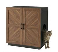 unipaws Enclos de litière pour chat avec étagères, haut couvercle caché pour litière haute ou entrée par le haut, meuble à litière fermé pour chat, noyer