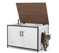 unipaws Meuble de litière pour chat avec ouverture sur le dessus, banc de toilette XL pour chats avec séparateur amovible, housse de litière automatique Jumbo et boîte cachée pour chat