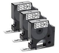 UniPlus 3x Compatible pour Dymo D1 45010 S0720500 Noir sur Transparent, 12 mm x 7 m Rubans Étiquettes pour Dymo LabelManager 120P 150 160 200 210D PnP LabelWriter 450 Duo Étiqueteuse