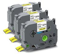 UniPlus 3x Heat Shrink Tube Etiquettes HSe-641 HSe641 Hsc641 17,7mm Noir sur Jaune Ruban D'étiquette pour Tube Thermorétractable Compatible avec Brother P-touch PT-E300VP E500 E550W E800W